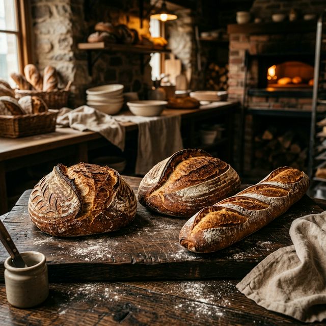 Artisan sourdough and baguettes